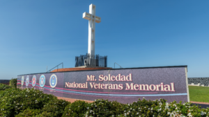 Mt. Soledad National Veterans Memorial overlooking San Diego with tribute plaques honoring service members from all branches of the U.S. military.